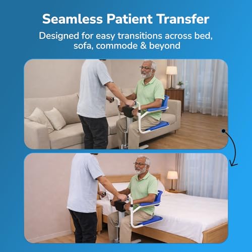 Image of EverActiv Patient Transfer Lift Chair with Commode | Bed to Wheelchair Transfer System for Elderly & Disabled | Hydraulic Lift Mobility Aid | Heavy Duty Foldable Home Care Wheelchair