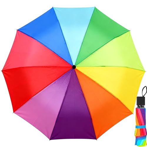 YUEMING Stockschirme Regenbogenregenschirm, Reiseregenschirm, winddichter...
