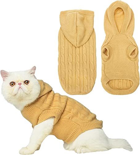 PUPTECK Winter Dog Cat Sweater Coat - Soft Cold Weather Clothes Knitwear for Kitties & Small Dogs Indoor Outdoor Walking Warm, Knitted Classic for Doggies Kitties Girls Boys, Cream M