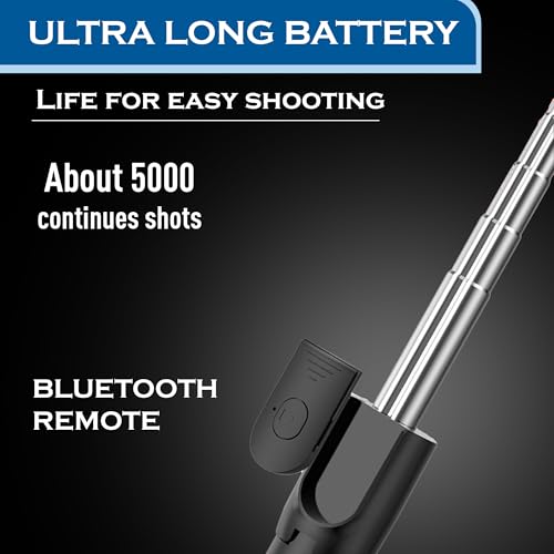 Image of Kratos Upgraded 2026 67Inch / 170cm Long Selfie Stick Tripod with Wireless Remote, Long Tripod Stand with 360 Rotation, Compatible with Mobile /GoPro for Travel,Suitable for iPhone and All Smartphones