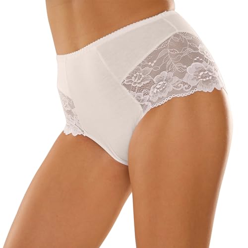Photo de De Lafense Culotte INESS pour femme - Culotte en dentelle - Sous-vêtements en coton - Taille haute - Taille M à 2XL, ecru, XXL grande taille