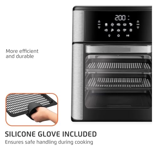 Image of Fryer Oven 1800W, 12.7QT Capacity, Touchscreen Panel, Automatic Shut-Off - Black & Stainless Steel
