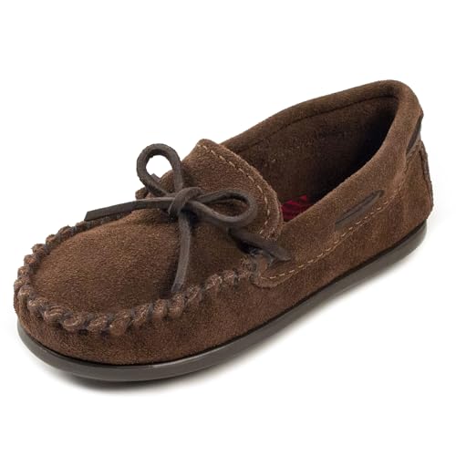 Chaussures à lacets Minnetonka garçon mocassins en cuir marron souple
