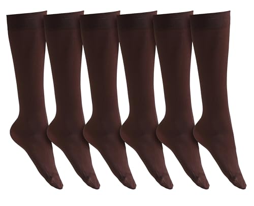 Image of Winterlace Women's Trouser Socks, Opaque Stretchy Nylon Knee High, Many Colors, 6 or 12 Pairs