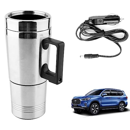 Image of Oshotto 12V Stainless Steel Car Heating Kettle /Mug, Travel Friendly electric Tea /Coffee maker Compatible with MG Gloster (300ml)