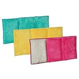 Smart Design SmartCloth Scrub Sponges w/Antibacterial Fibers - Heavy Duty & Ultra Absorbent - for Cleaning, Dishes, Hard Stains - Kitchen (Non-Scratch Set of 9, Yellow, Green, Pink)
