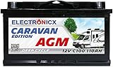 AGM Batterie 12v 110Ah Electronicx Caravan Edition V2 Solarbatterie 12v Akku 12v Solar Batterien Versorgungsbatterie 12v agm Wohnwagen Batterie Wohnmobil Gelbatterie 12v 110ah Solar akku Mover 110 ah