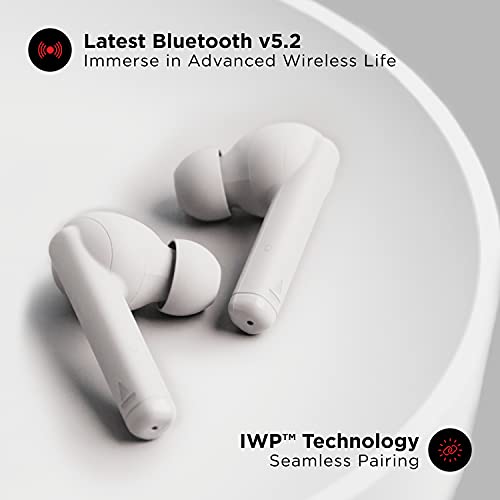 Image of boAt Airdopes 452 TWS Earbuds with Beast Mode for Low Latency, ENx Technology, Upto 20 Hours Battery, ASAP Charge, Bluetooth v5.2, IWP Technology, IPX4 and Type-c Interface(White Purity)