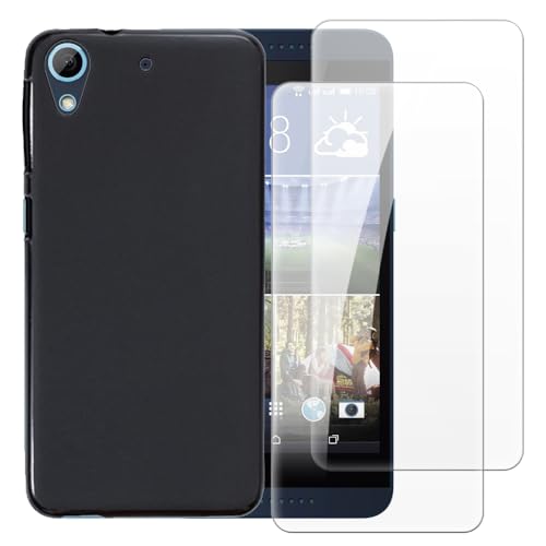 Shantime Case with 2 Pack Screen Protector Combo Compatible with HTC Desire 626, Shockproof Cover and Tempered Glass Set for Full Body Safety(Black)