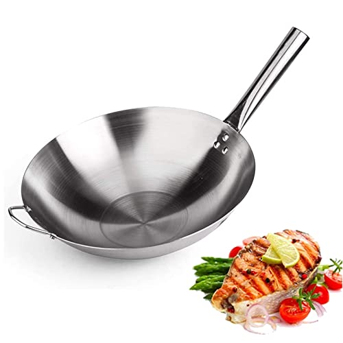 LEIXIUSM Woks & stir-Fry Pans,Stainless Steel Wok Pan, 14Inch Non-Stick