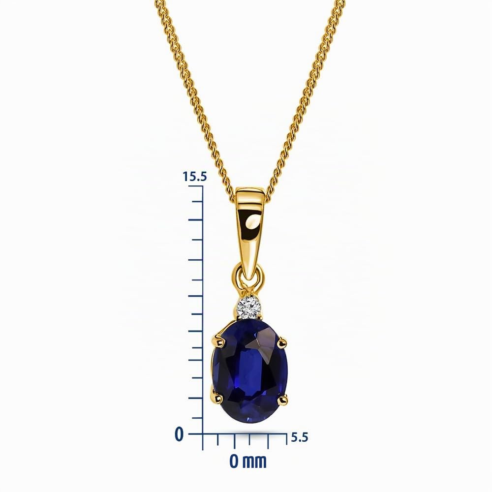 MIORE Schmuck Damen, Gelbgold/Weißgold 9Karat (375), Goldene Kette Damen, Rubin/Saphir/Smaragd Edelstein Kette mit natürlichem Diamant, Panzerkette 45 cm, Goldschmuck in hochwertiger Schmuckbox