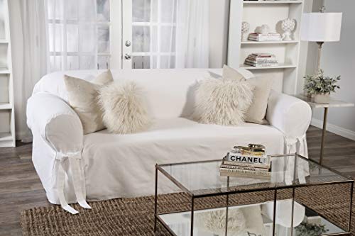 Classic Slipcovers Solid White Twill Sofa slipcover