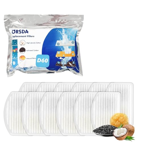 ORSDA Cat Water Fountain Filters Carbon and Resin Filters ONLY for 100oz/3L Automatic Pet Fountain Dog Water Dispenser 3 Triple Filtration System12 Pcs