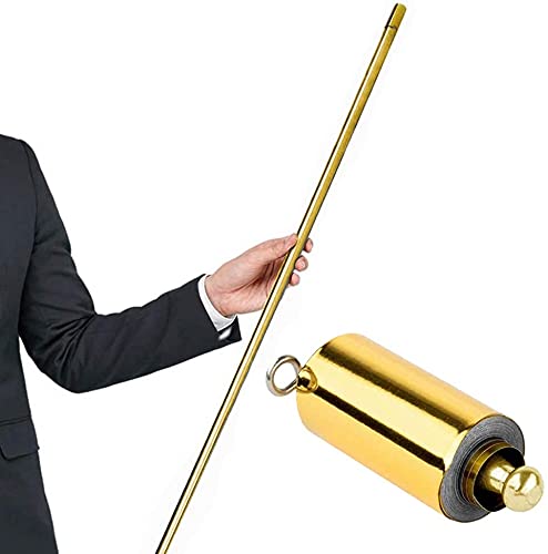 マジック 伸縮棒 手品ステッキ 金属製 伸び飛び出る 杖スカーフ おもちゃ 魔法小道具 スティック 舞台演出 ワンド リアルステージマジックトリックアクセサリー 子供 ギフト マジシャン1.3m(金)
