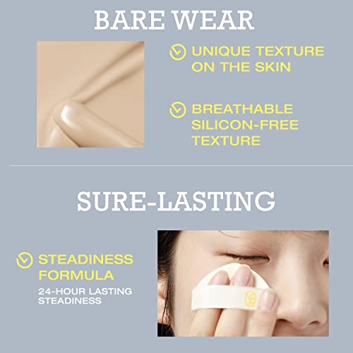 Surebase Nudy Steady Cushion Foundation N1 Sincere Sara - Flawless Cushion Foundation Compact – Lightweight Silky Finish – Silicone Free - 24 Hour Full Coverage – Noncomedogenic, Vegan, Cruelty-Free - 0.44 Fl.oz. #TOP2