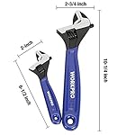 WORKPRO 2-piece Adjustable Wrench Set, 6-Inch & 10-Inch Wrenches, Wide Jaw Black Oxide Wrench, Metric & SAE Scales, Cr-V Steel, for Home, Garage, Workshop - Image 4