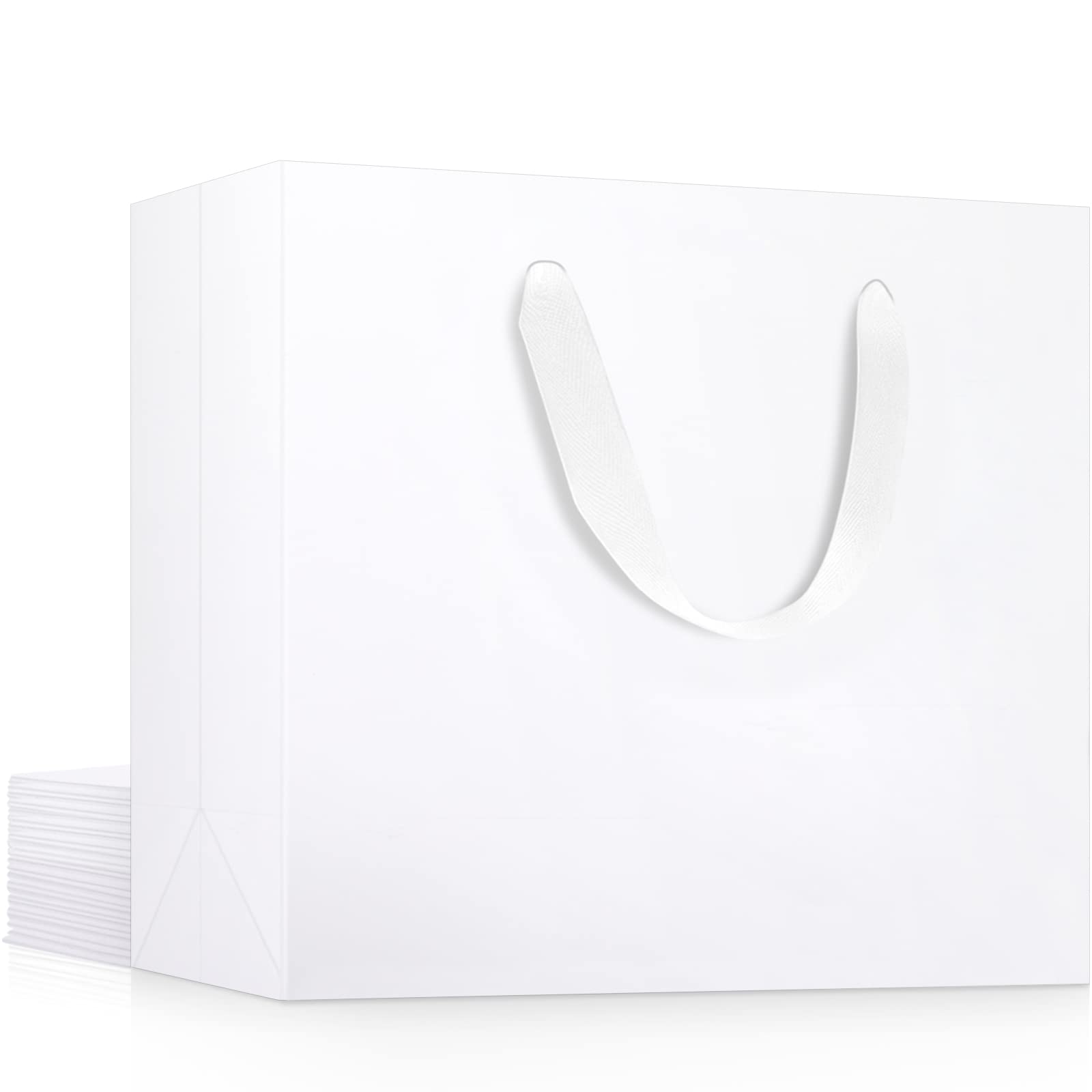 EUSOAR Gift Wrap Bags in Bulk, 12 Pack 10.6x3.1x8.3 inches Small Kraft Paper Bags with Handles, Heavy Duty Bags for Wedding, Grocery, Boutique, Retail