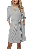 Old-Times Women Short Kimono Robes Soft Knit Sleepwear Bathrobe Lightweight Loungewear for Ladies,Li