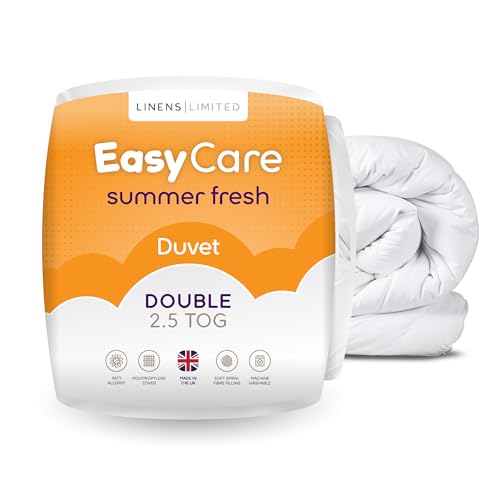 Linens Limited Double Duvet 2.5 Tog, Made in the UK, Easy Care, Summer Fresh Quilt, Soft and Comfy, Polypropylene Hollowfibre, Machine Washable (White)