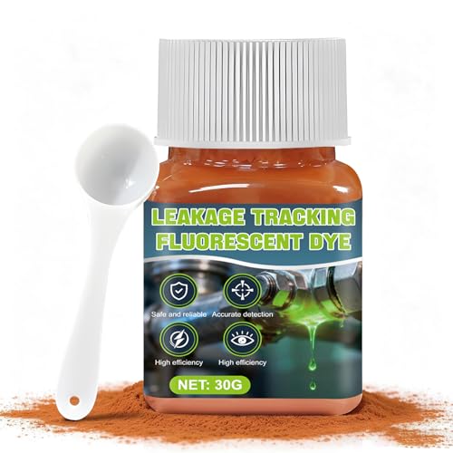 WEILAOK Tinte para Fugas de Agua, Fluoresceína, Tinte de Drenaje, Colorante Trazador Intenso para Detección de Fugas, Piscinas, SPA, Fontanería, Techos, 30g