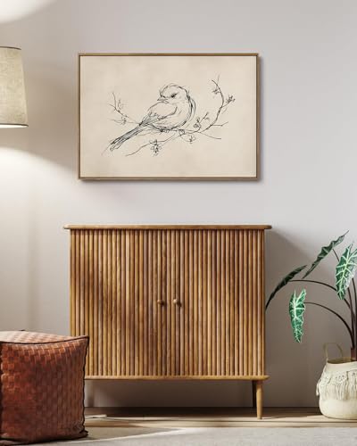 Image of KISSFOX Framed Wall Art Vintage Wall Decor Bird Pictures Rustic Animal Canvas Art Retro Paintings Farmhouse Artwork For Bedroom Living Room Kitchen