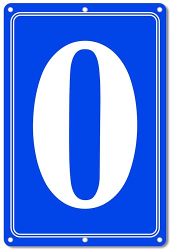 Image of Premium Aluminum Number Signs, Metal 12 inch X 8 inch Blue Numbered Sign Outdoor for Parking Lots, Floor, Dock, Court, Aisle, Field, High Visibility, No Fade, Weather-resistant (Blue Number Signs 0)