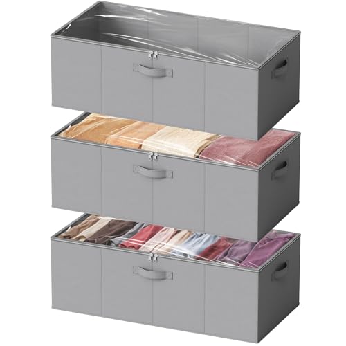 SpaceAid 3 Pack 10" High Under Bed Storage Containers, Large