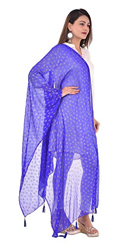 Image of YOUTHQUAKE Soft Chiffon Dupatta with Golden Foil Print & Tassels for Women & Girls