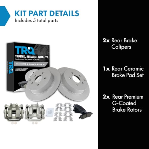 Image of TRQ Rear Brake Pad and Rotor Set Ceramic Vented Rotors Calipers | For 2003-2008 Infiniti FX35 FX45