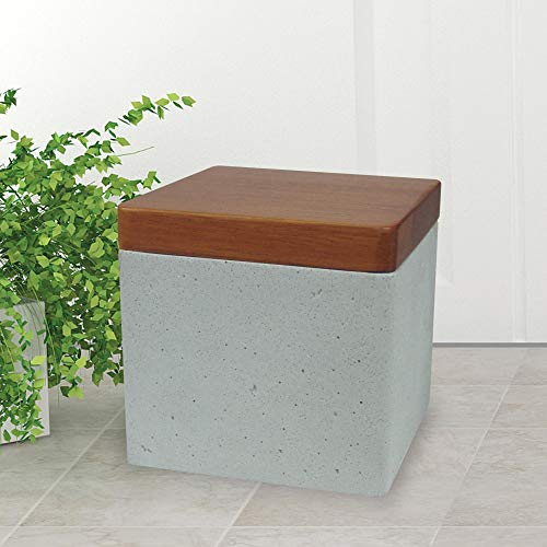 nu steel Concrete, Made of Cement Bath Accessory Set Vanity Countertop, 7pc Luxury Ensemble-Cotton Swab, Dish, Toothbrush Holder, soap Pump, Waste Basket, Tissue Box, Tray, Grey Stone/Brown - Thumbnail 6