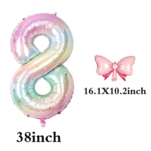 Image of Happy birthday Big Number Balloons Foil Birthday Balloon Number Balloons Happy Birthday Party Decorations Kids and Wedding Party Supplies (Pink 8)