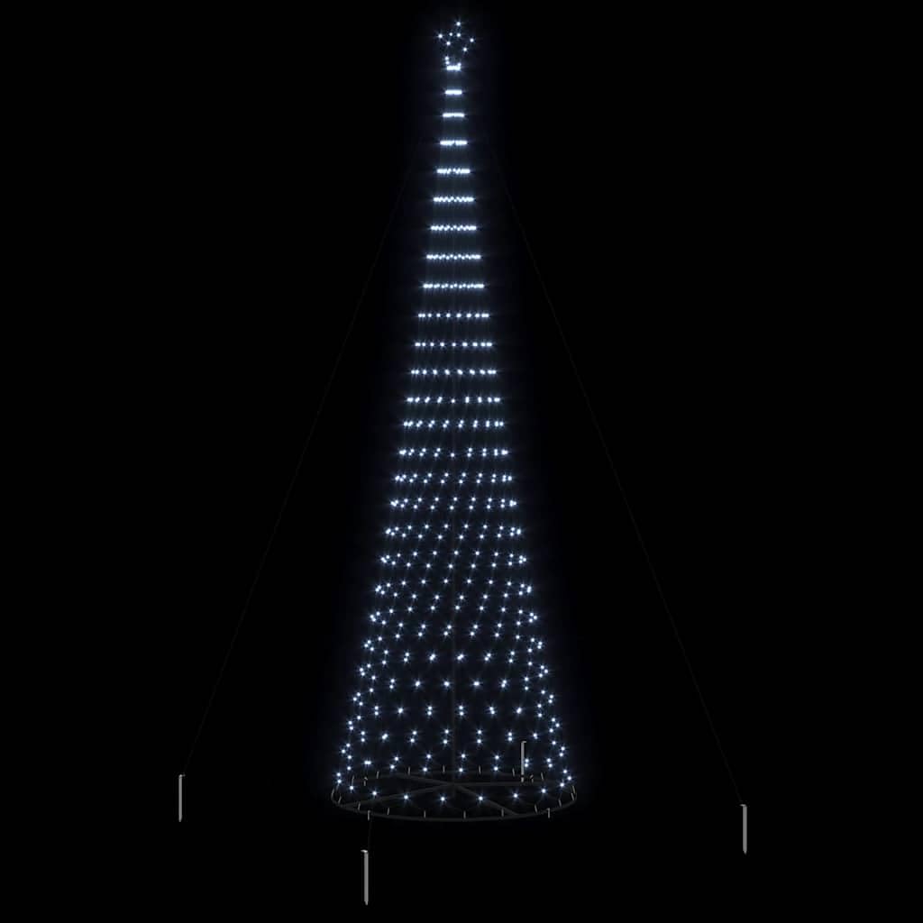 Choinka LED zimna biel 500 cm, metalowa, ze stojakiem, 8 trybów, do użytku wewnątrz i na zewnątrz, trwała, 550 diod LED