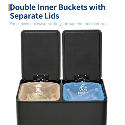 Caneca de Basura Doble 40 L Acero Inoxidable miniatura 3