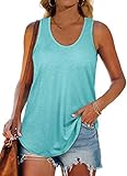 XIEERDUO Flowy Tank Tops for Women Workout Women Tank Tops Loose Fit Blue L