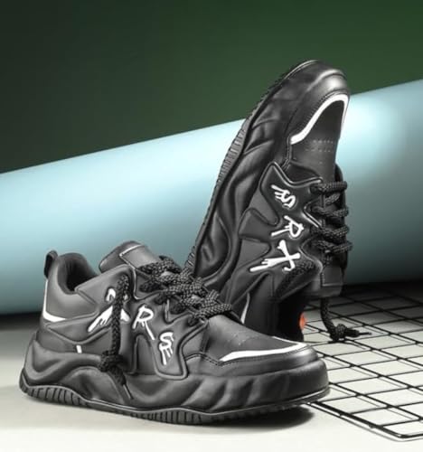 Image of ADISO Men's Chunky Sole Streetwear Sneakers | Trendy Lace-Up Casual Shoes for Fashion-Forward
