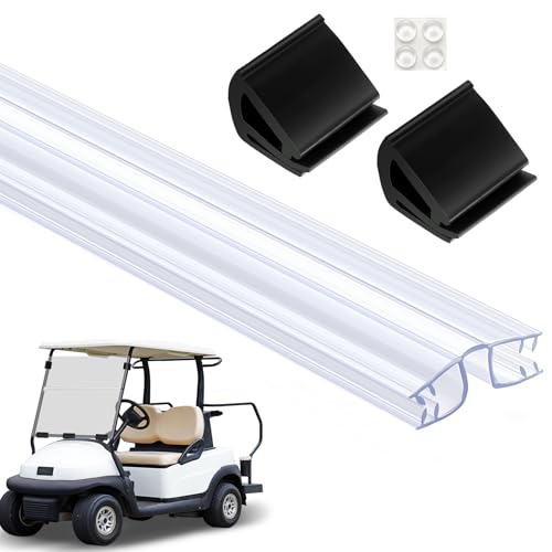 Maasechs 3 Pcs Golf Cart Living Hinge Retaining Clips Kit Include 1 Pcs 48 Inch Clear PVC Windshield Hinge 2 Golf Cart Window Clips for 1/4