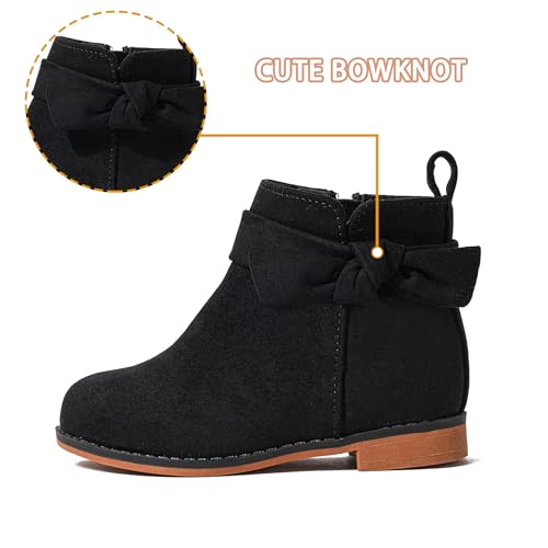 Girls Boots Fashion Ankle Boots for Girls with Low Heel Short Suede Booties with Bow for Toddler/Little Kids4