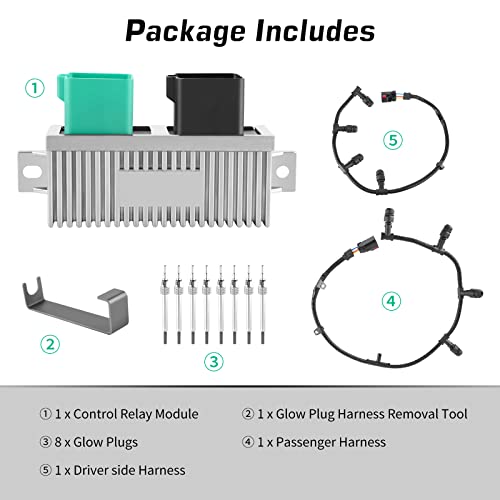 Ewlsac Glow Plug Control Module Switch And Glow Plug Harness With 8 Pcs Glow Plugs For Ford E350 F250 F350 F450 F550 Super Duty E350 Club Wagon E450 Super Duty Excursion Yc3Z-12B533-Aa 5C3Z-12A690-A #TOP7
