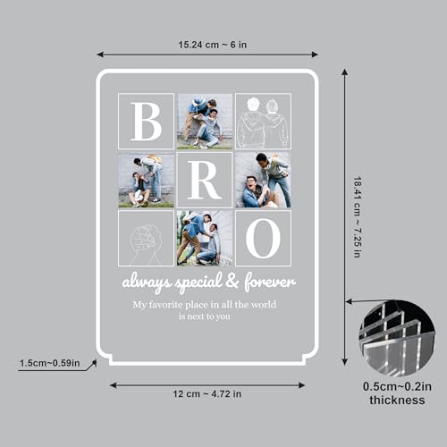 Image of Giftplease Personalized Brother Photo Night Light - Custom Acrylic Night Lamp with Wooden Base, Engraved Plaque, Unique Birthday, Rakhi Gifts for Brother, Brother in Law, Bhai, Room Decor Aesthetic