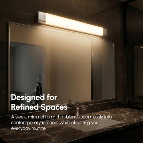 Image of wipro Deco 20W ML2 LED Mirror Light for Wall Picture, Bathroom Vanity & Dressing Table |Warm White(2700K) | Pk 1 | 24 Inches Long Stylish Design | Glare Free Soothing Texture with diffused Optics