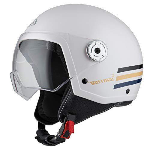 NZI Vintage 3 Casco, Hombre, triband White&Blue, Large