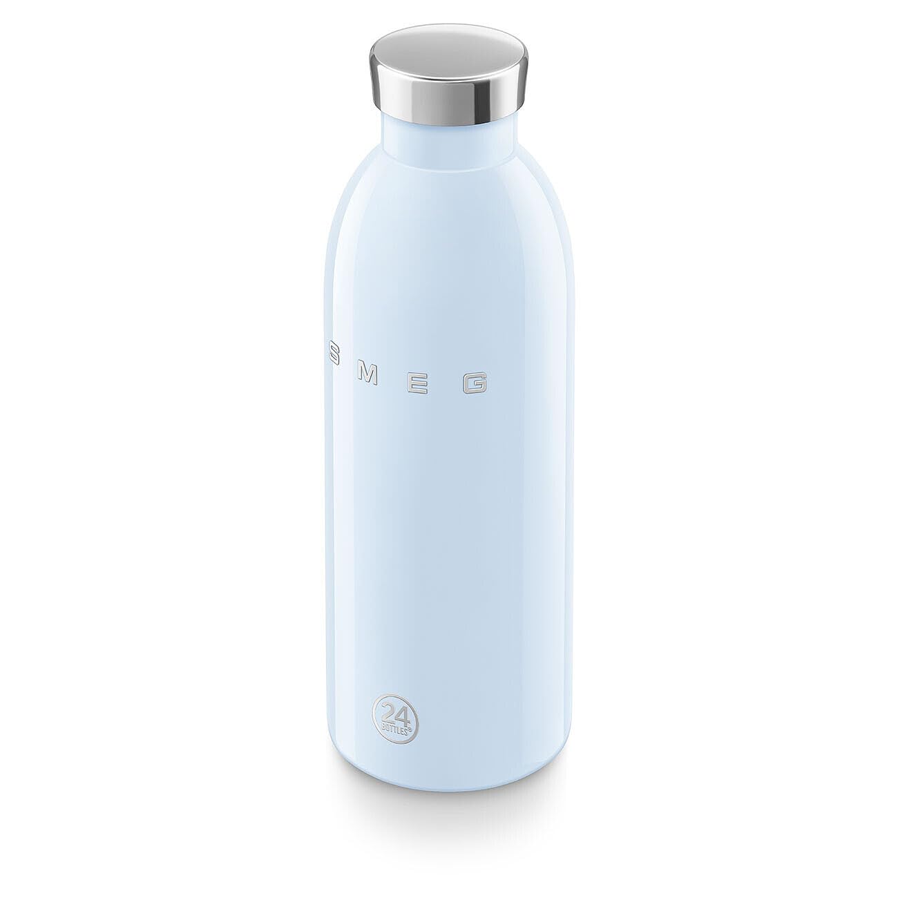 Smeg x 24Bottles Clima Bottle, 500 ml Isolierte Edelstahl Trinkflasche WBF01PB, Doppelwandige Isolierung und Luftdichter Verschluss, 24h Kalt & 12h Heiß, Pastellblau