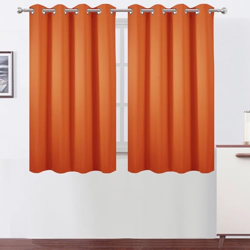 Image of LEMOMO Blackout Curtains 66 x 54 Inch Long Orange Curtains Set of 2 Panels Room Darkening Curtains for Bedroom and Living Room