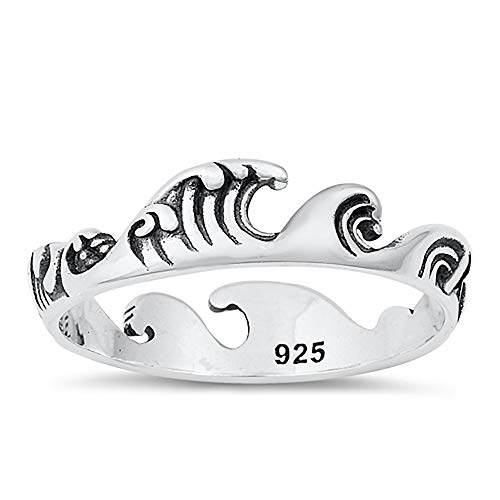 CloseoutWarehouse Sterling Silver Ocean Waves Ring