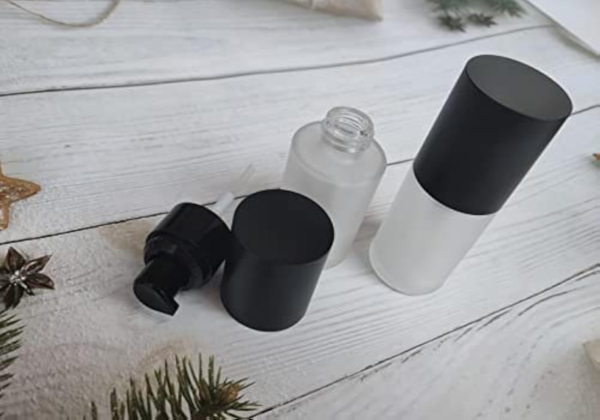 30ml Frosted Glass Pump Bottles, Travel Size Refillable Containers