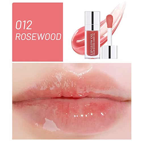 Hydrating Lip Oil Plumping Lip Gloss, Crystal Jelly Moisturizing Lip Oil/Polished Lip Oil Lines/Tint Moisturizing Transparent Lip Balm Care Stick (Rosewood-012) - Image 5