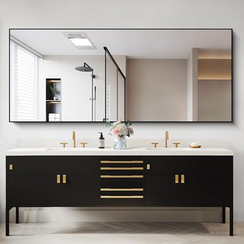Image of COFENY 30x72inch Bathroom Mirror, Black Rectangle Mirror with Thin Frame, Large Rectangular Wall Mirrors for Bathroom, Living Roomm, Hair Salon, Big Farmehouse Mirror Hang Horizontal /Vertical