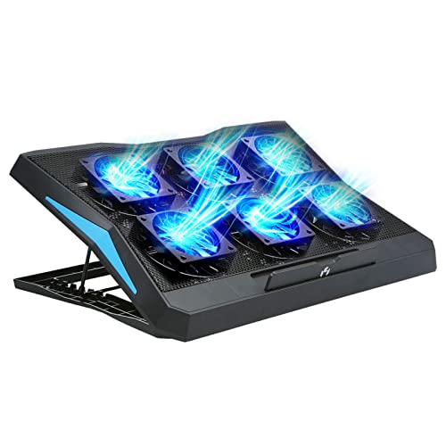 Aumotop Soporte de Enfriamiento para Computadora Portátil de 6 Ventiladores bajo Ruido con 6 ángulos Ajustables, Puertos USB Dobles, Superficie Malla Metálica para Prevenir Molestias en Las