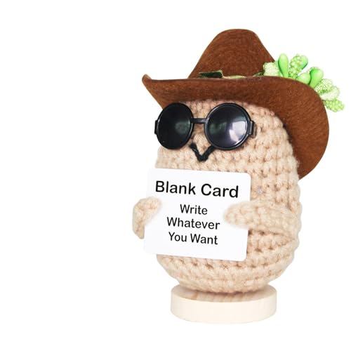 Image of Positive potato Decor,3 Handwritten Card Crochet potato Gifts, Mini Positive Crochet Animals, Support Pickle Emotional Home Decor, Birthday Gifts for Boyfriend, Best Friend, Brother, Father, Men