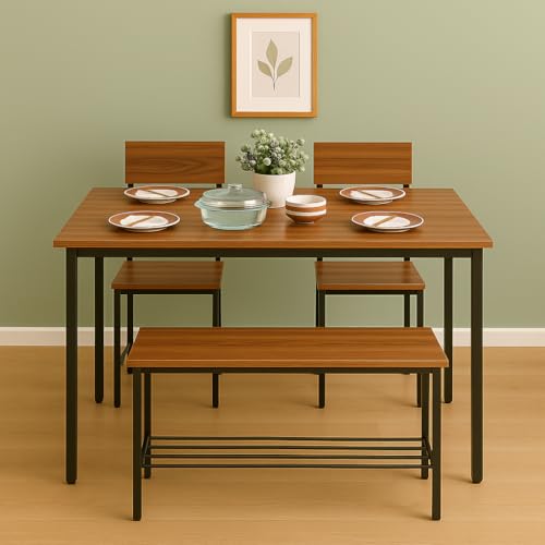 Compact Dining Table 4 Seater Set | Steel Dining Table for Small ...